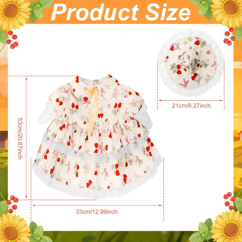 Hoemwarm Porch Goose Outfit, 23" Porch Goose Clothes with Strawberry Skirt and Hat for Spring Summer Party Outdoor Patio Yard Lawn Art Decoration (Strawberry Flower) - Image 2
