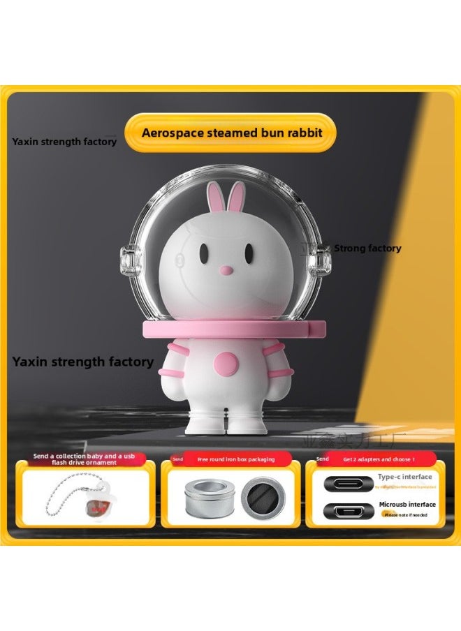 Student USB 128G Cute Mobile Phone Computer Dual-use 32g Lettering Class Office Usb Universal Large Capacity USB-Capacity:Aerospace Steamed Bun Rabbit + Ornament-Interface:32G【USB2.0】  - Image 4
