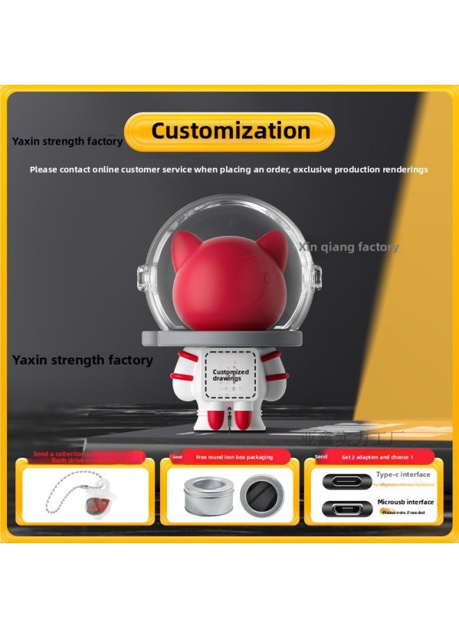 Student USB 128G Cute Mobile Phone Computer Dual-use 32g Lettering Class Office Usb Universal Large Capacity USB-Capacity:Aerospace Steamed Bun Rabbit + Ornament-Interface:32G【USB2.0】  - Image 2
