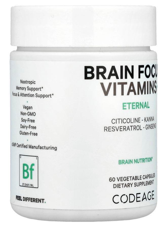 Codeage Brain Focus Vitamins+ 60 Vegetable Capsules - Image 2