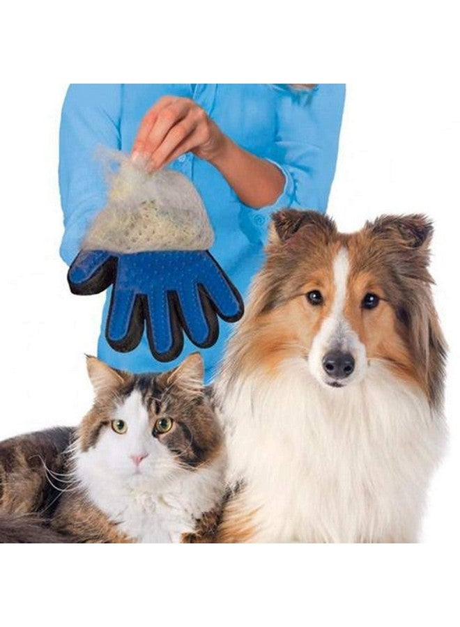 قفاز فعال لإزالة شعر الحيوانات الأليفة بتصميم معزز بخمسة أصابع، قفازات تنظيف لطيفة للكلاب والقطط ذات الفراء الطويل والقصير (أزرق) - Image 3