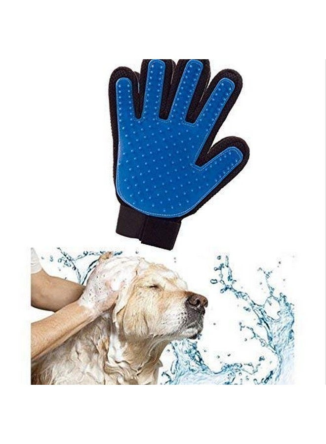 قفاز فعال لإزالة شعر الحيوانات الأليفة بتصميم معزز بخمسة أصابع، قفازات تنظيف لطيفة للكلاب والقطط ذات الفراء الطويل والقصير (أزرق) - Image 5