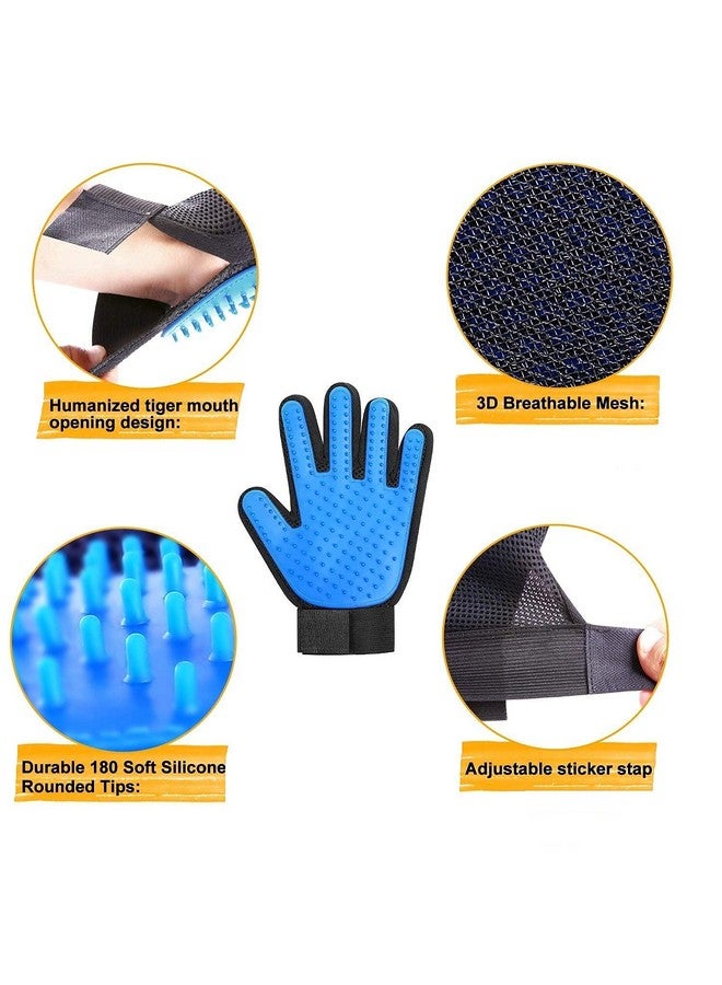 قفاز فعال لإزالة شعر الحيوانات الأليفة بتصميم معزز بخمسة أصابع، قفازات تنظيف لطيفة للكلاب والقطط ذات الفراء الطويل والقصير (أزرق) - Image 4