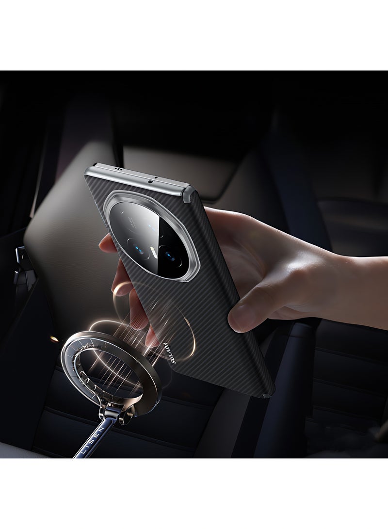 اووكاي جراب متوافق مع هاتف Honor Magic V5 5G، حلقة مغناطيسية مدمجة، جراب واقٍ صلب للغاية من البولي كربونات، جراب واقٍ مقاوم للخدش والصدمات مع شحن لاسلكي (أسود) - Image 2