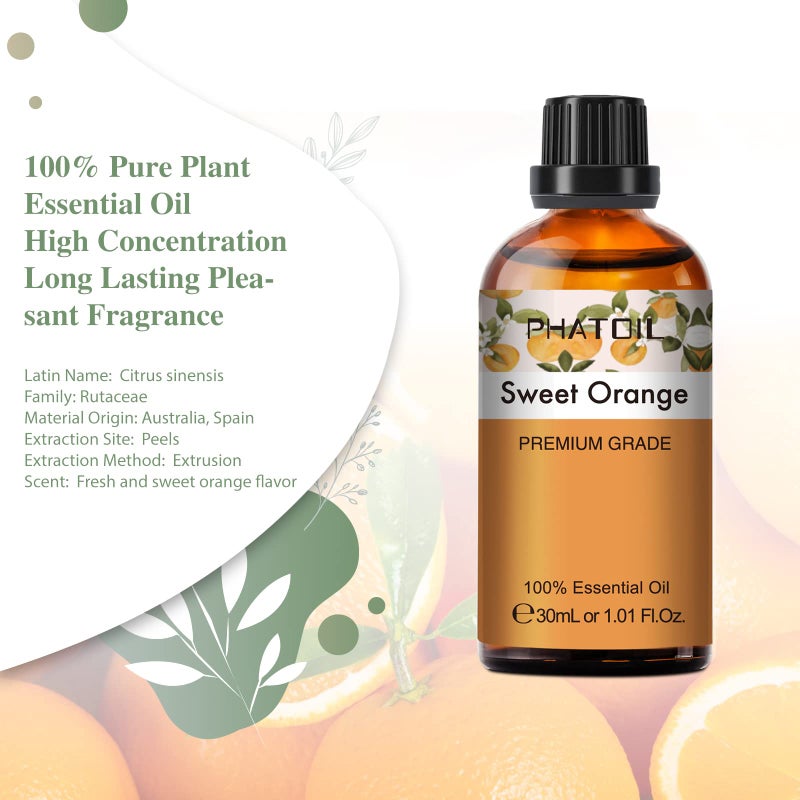 PHATOIL Sweet Orange Essential Oil, 3.38Fl.Oz PHATOIL Pure Essential Oil Singles for Aromatherapy Diffusers, Humidifiers, Great for DIY Candle and Soap Making, Gift for Friend - Image 2