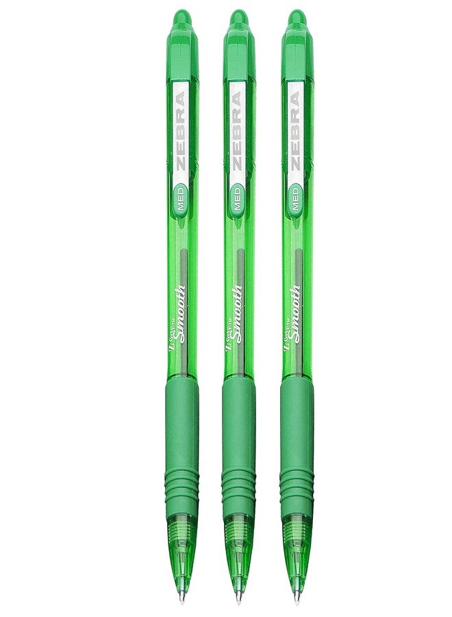 زيبرا تكنولوجيز قلم حبر جاف قابل للسحب من نوع Z-Grip Smooth - عبوة من 3 أقلام - أخضر - Image 1