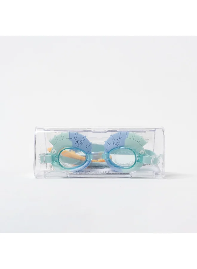 سني لايف Kids Swim Goggles – Finn the Fish Aqua Blue | Summer Pool Goggles for Kids | Adjustable Strap, UV Protection, Anti-Fog – Perfect for Swimming, Beach, and Water Fun