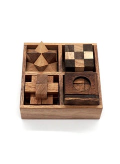 Fun Games For Adults 3D Wooden Puzzle Brain Teasers And Educational Games In Set Of 9 Wooden Puzzles To Challenging Puzzles For Adults And Brain Games For Kids Suit For Living Room (4 Puzzle Set)