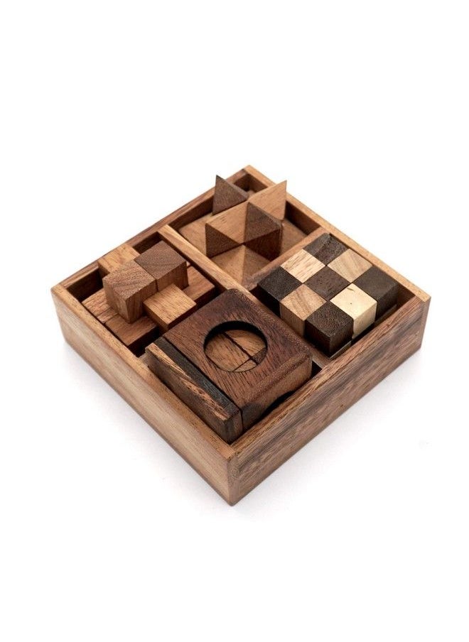 BSIRI - Fun Games For Adults 3D Wooden Puzzle Brain Teasers And Educational Games In Set Of 9 Wooden Puzzles To Challenging Puzzles For Adults And Brain Games For Kids Suit For Living Room (4 Puzzle Set) - Image 1