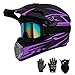 TIANDU Youth Kids Motocross Helmet DOT Approved Adult ATV Dirt Bike OffRoad Full Face Motorcycle Helmet with Goggles Gloves Mask for Boys GirlsLightweight Breathable for Riding Purple Small - Image 2