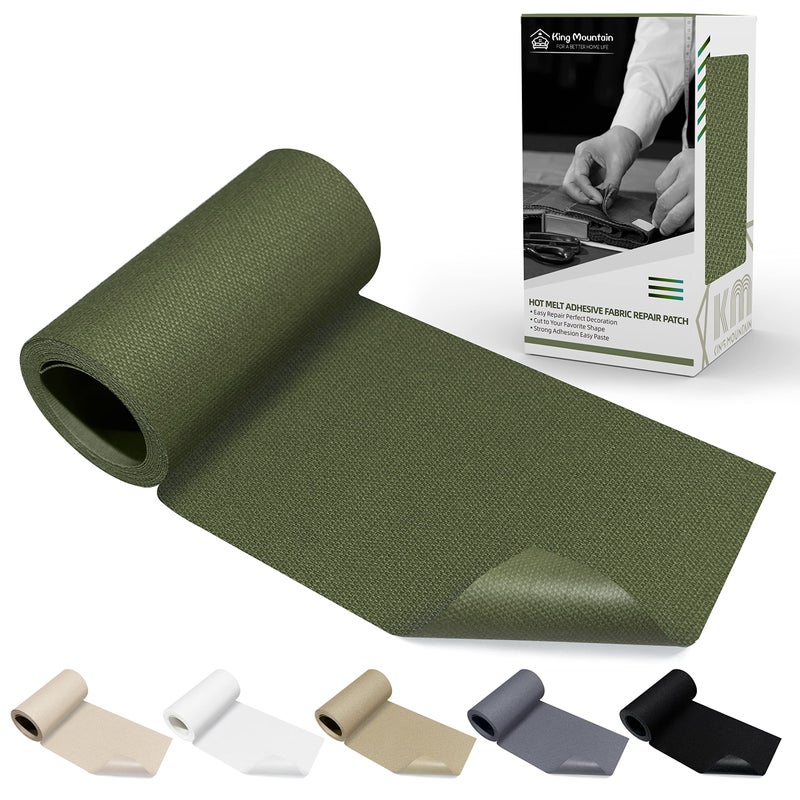 KING MOUNTAIN Canvas Iron on Patch360Waterproof 100 Cotton Fabric Repair PatchUsed for Various SofaTentClothesSeatsSuitcases Grass Green