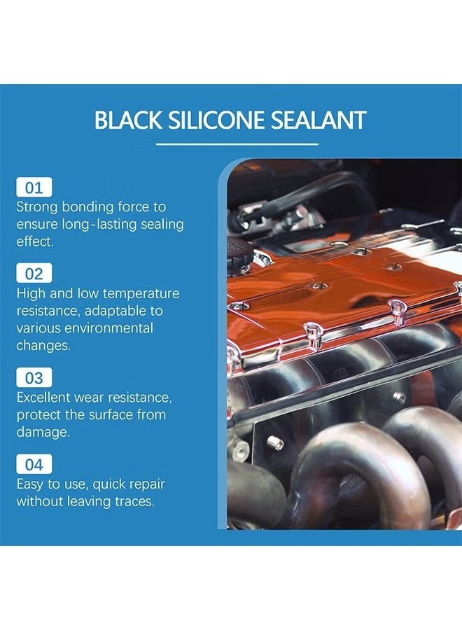 Homonth Black Silicone Sealant, RTV Silicone Gasket Maker, High Temperature, Oil Resistance, Seals Engine Parts Such as Cylinder Heads, Oil Sumps, Water Pumps (50g) - Image 3