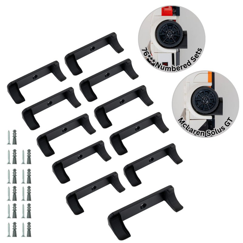 matterform Wall Mount for Lego Speed Champions 10 Pack 1 Bonus Compatible with Sets Starting with 76 77 including F1 2020 and later Includes Large Size for McLaren Solus GT Car Model Display Hanger - Image 2