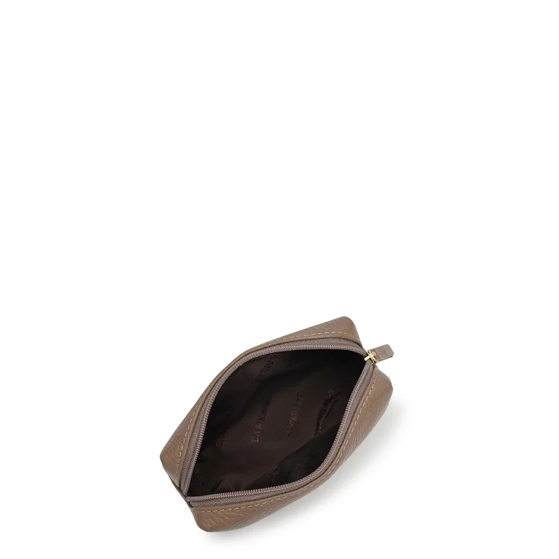 Da Milano  Wax Leather Vanity Pouch - Smoke Grey  | Best Price UAE