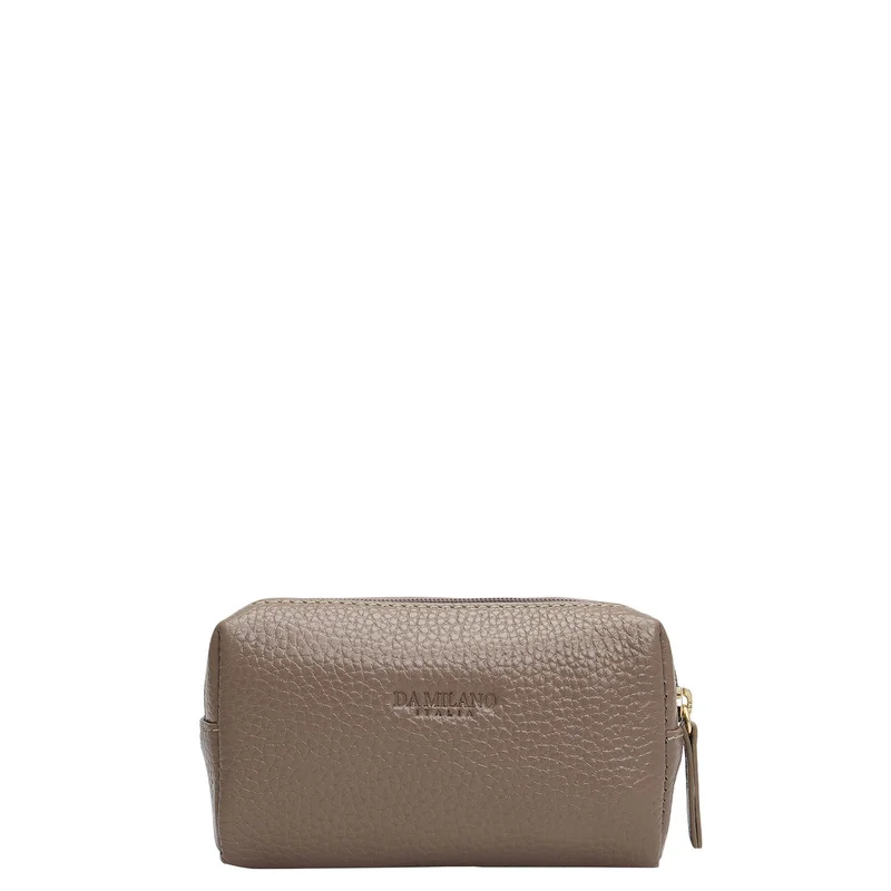Da Milano  Wax Leather Vanity Pouch - Smoke Grey  | Best Price UAE