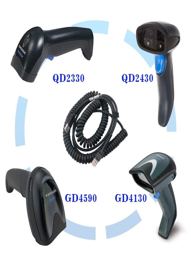 VOTTAN 5 Meters USB Port Coiled Cable Compatible with Datalogic QD/GD Series Barcode Scanner QD2100 QD2300 GD4300 GD4130 (5M / 16FT Coiled USB Port) - Image 5