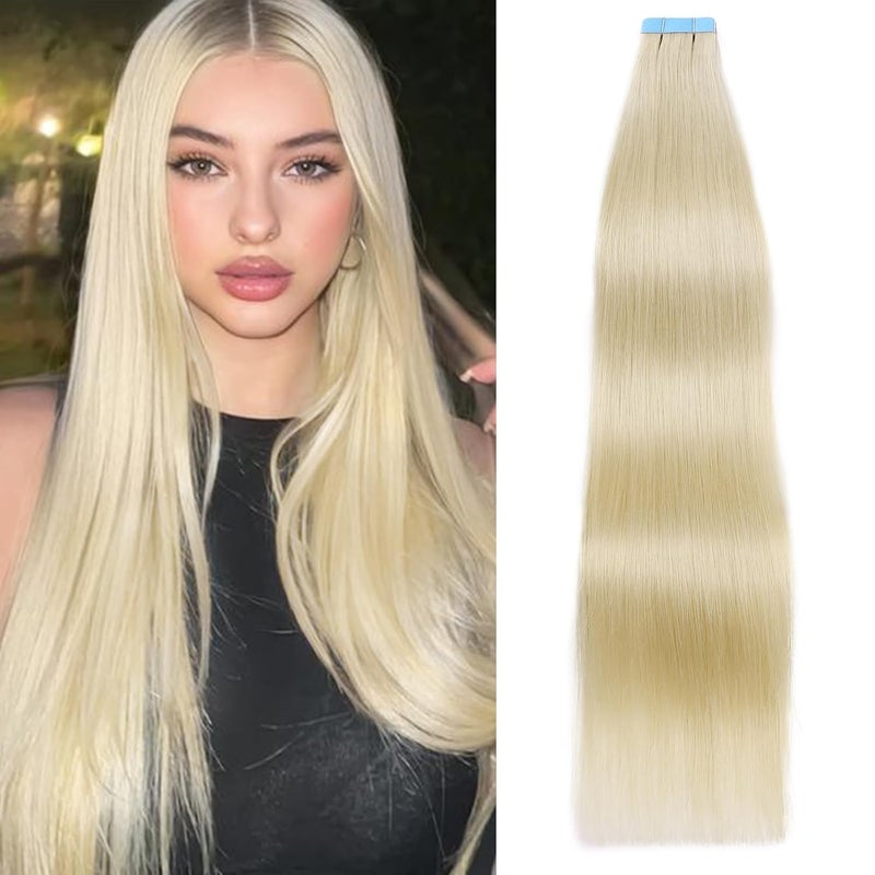 LADY MIRANDA Blonde Tape in Hair Extensions Human Hair 100 Remy Hair Platinum Blonde 20 Inch 20 Pcs 50gpack Tape in Hair Extensions Real Human Hair Long Lasting Tape in Extensions