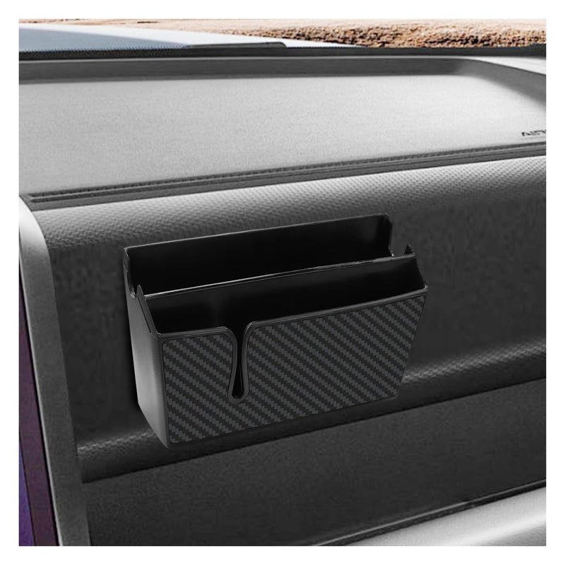 Tuxihapp Universal Carbon Fiber Car Storage Box Multifunctional Cell Phone Holder Auto Dashboard Pocket Organizer with Sticky Car Interior Accessories for Storing Phone Card Key Pen Coin Long - Image 3
