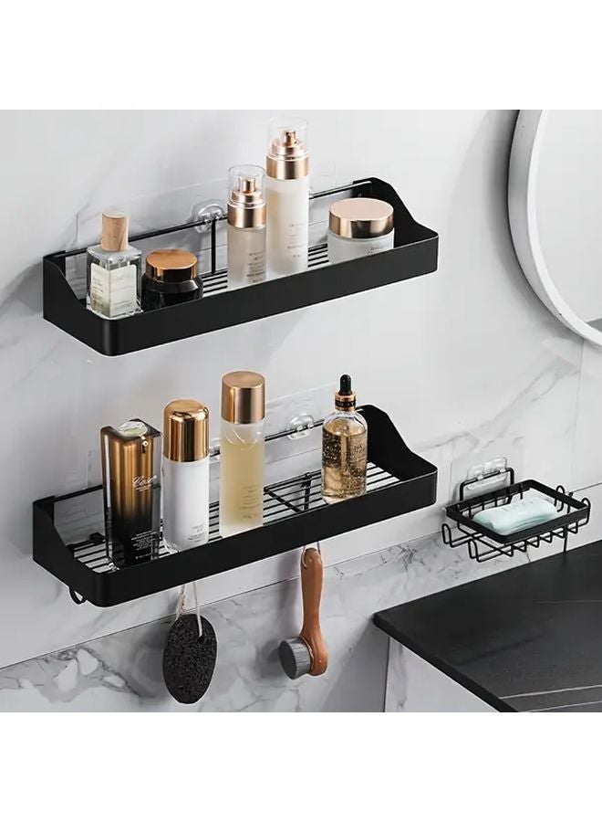 Black 3 Tier Wall Mounted Bathroom Shelf Set Organizer For Toiletries Storage - Image 1
