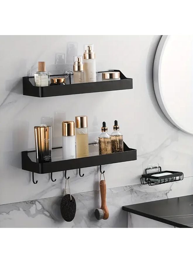 Black 3 Tier Wall Mounted Bathroom Shelf Set Organizer For Toiletries Storage - Image 2