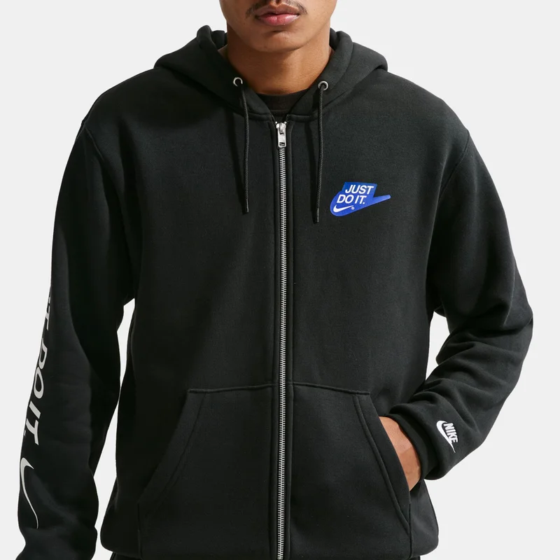 Nike Black Men's Sportswear Club Full-Zip Fleece Hoodie for Men | Best Price UAE