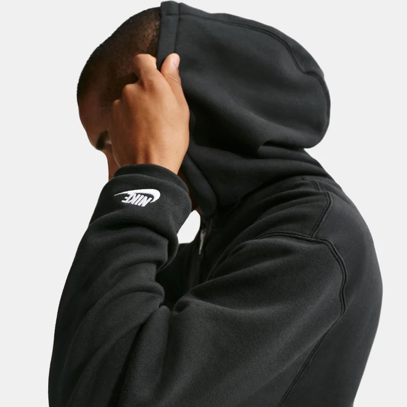 Nike Black Men's Sportswear Club Full-Zip Fleece Hoodie for Men | Best Price UAE