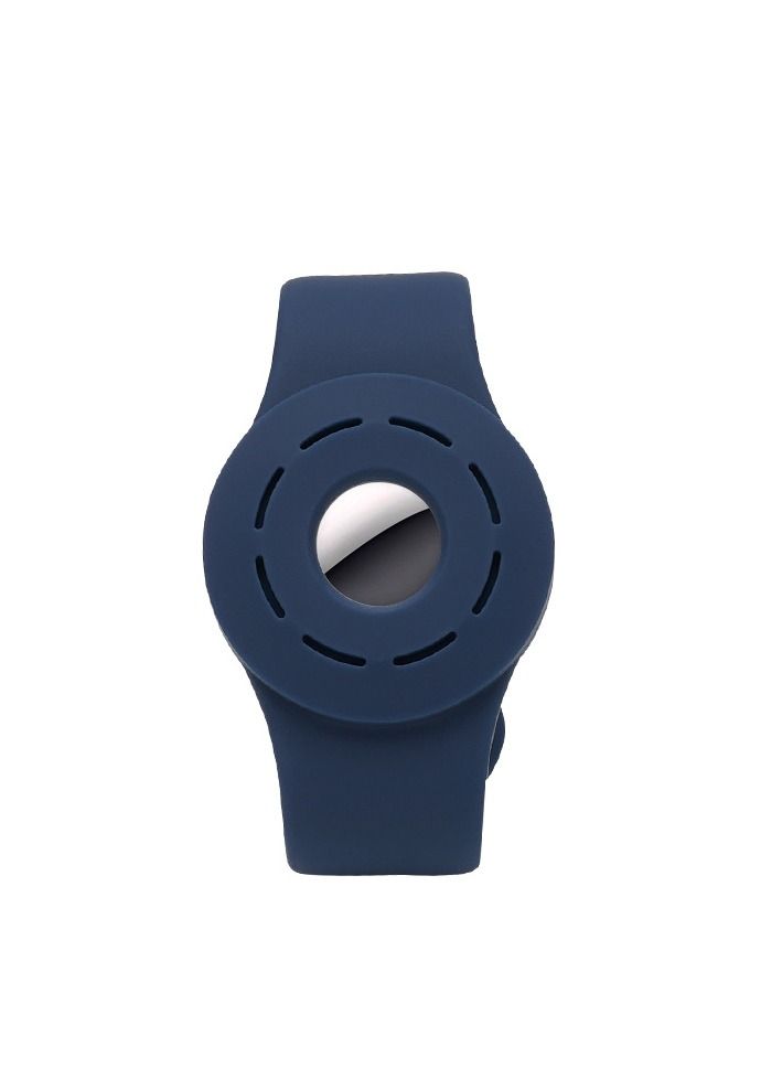 Shockproof Anti-Scratch Bracelet Strap Silicone Protective Case Cover For Apple AirTag Dark Blue - Image 1