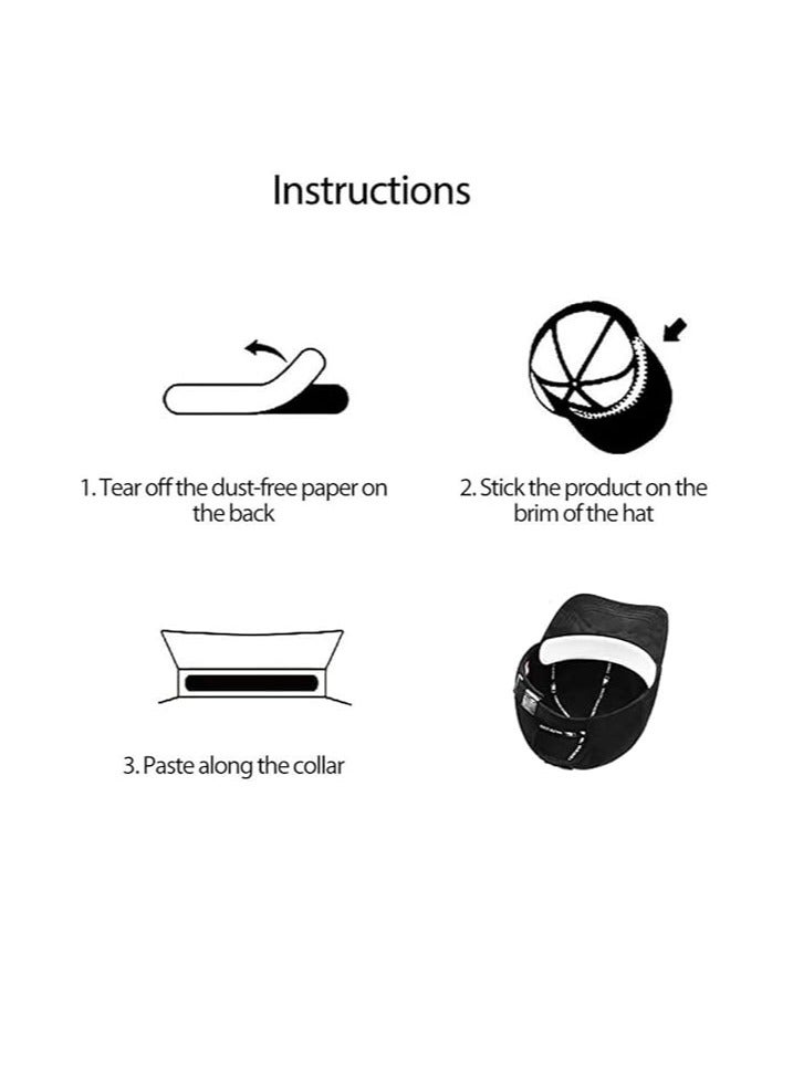 Hat Sweat Liner for Cap Absorbent Sweat Shields Pad for Hats Strips 80 Pieces Black and White for Women Men - Image 2