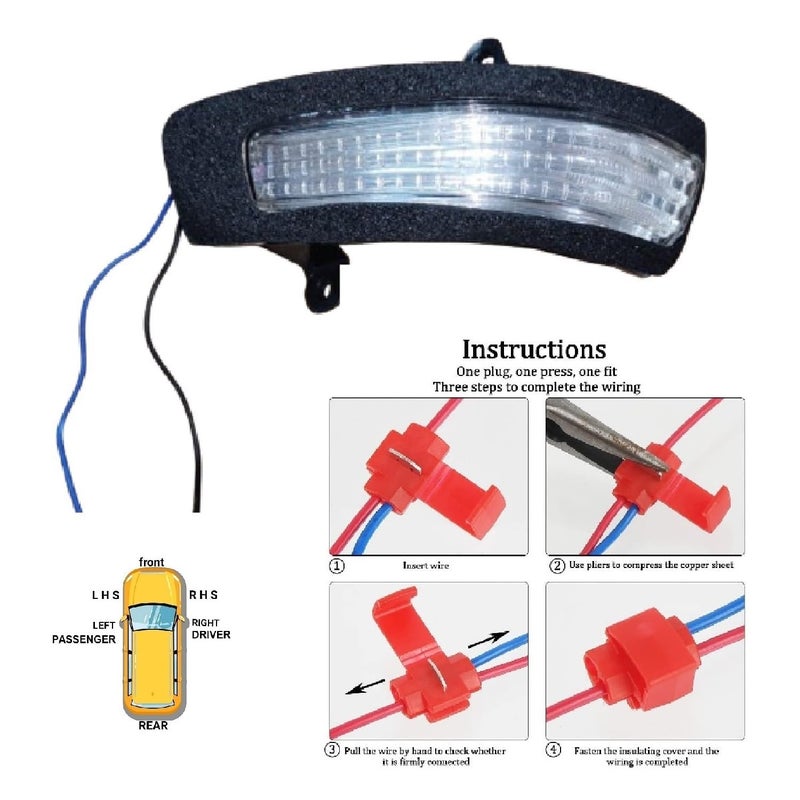 STYCARO ORVM Side View Mirror Indicator Light Lamp compatible with Mruti Suzuki Dzire 3RD, 4TH GEN 2017-2025 Year Model -Yellow with Scotch Lock (LEFT PASSENGER SIDE) - Image 3