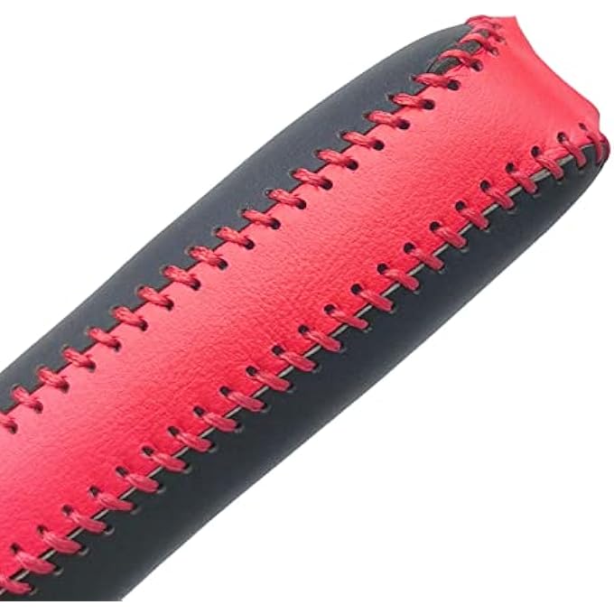 rayihni Compatible with Genuine Leather HandStitched Handbrake Cover Gear Shift Knob Cover Interior Accessories Protective Cover Decoration for Honda Accord 2008 2009 2010 2011 2012 2013 Black Red - Image 2