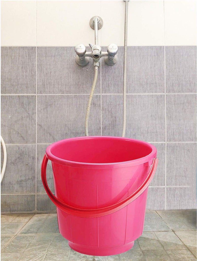 Kuber Industries Kuber Industries 3 Pieces Unbreakable Strong Plastic Bathroom Bucket 13 LTR (Pink & Cream & Blue) -CTKTC043008  - Image 5