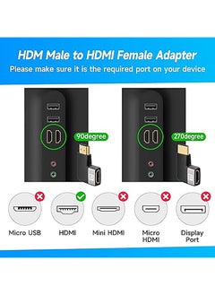 بيوينتي 8K HDMI Flat 90 Degree and 270 Degree Gold Plated Adapter 2 Pack, Right Angle HDMI Male to Female Vertical Flat Adapter HDMI L Shape Extender, Supports 8K@60Hz，4K@120Hz, for HDTV, Xbox One  - Image 2