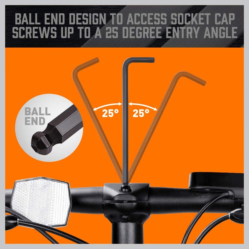 HORUSDY 27PCS Durable Hex Key Allen Wrench Long Arm Set with Ball End, Metric and Standard Sizes Allen Key Set with Another T Handle, Heat-treated CR-V Steel - Image 5