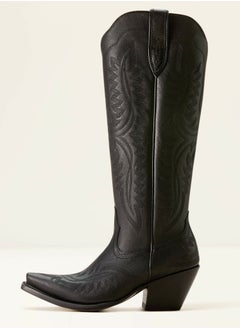 Loquat Cowboy Boots For Women Western Embroidered Cowgirl Boots Chunky Heel Wide Tube Boots Pull on Pointy Toe Vintage Boots Solid Black  - Image 1