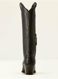 Loquat Cowboy Boots For Women Western Embroidered Cowgirl Boots Chunky Heel Wide Tube Boots Pull on Pointy Toe Vintage Boots Solid Black  - Image 3