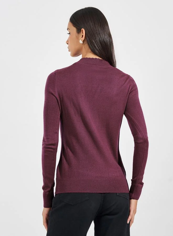 Styli Slim Fit Regular Length Textured Knit Sweater