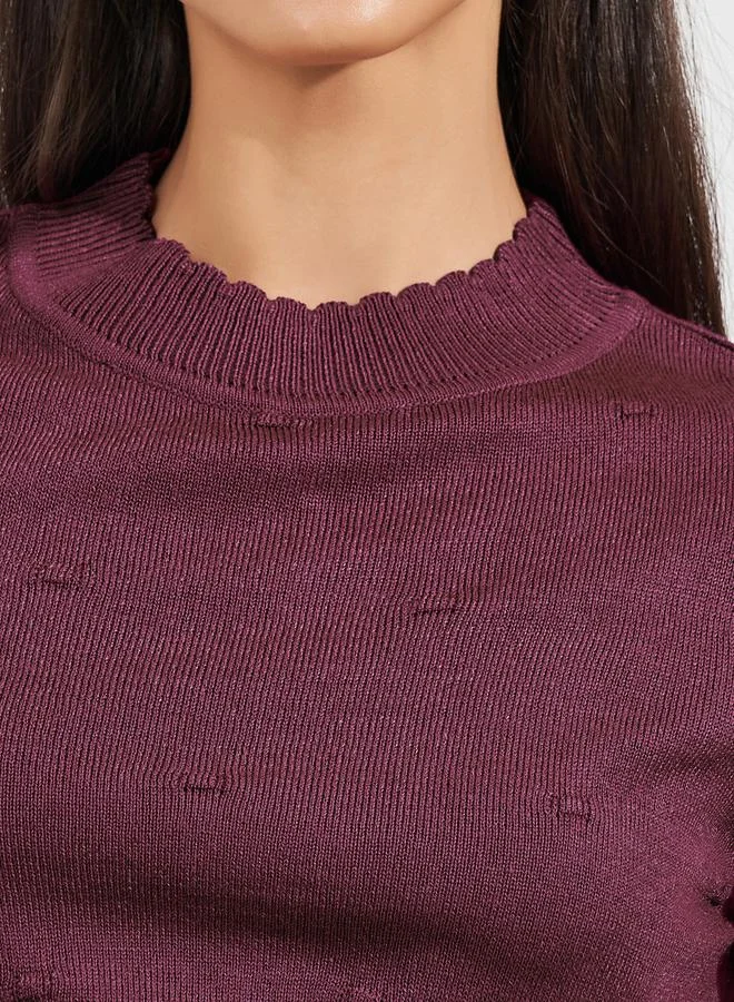 Styli Slim Fit Regular Length Textured Knit Sweater
