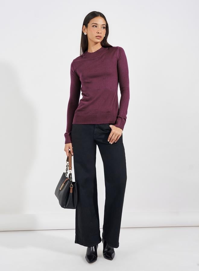 Styli Slim Fit Regular Length Textured Knit Sweater - Image 2