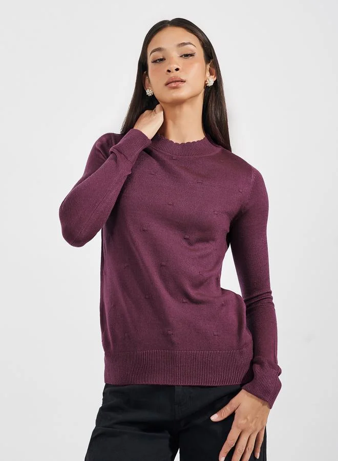 Styli Slim Fit Regular Length Textured Knit Sweater