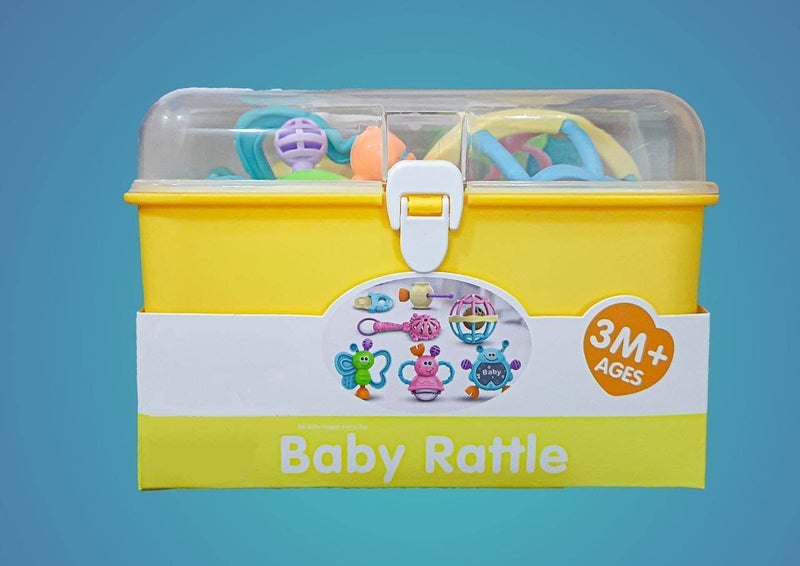 Baby Toy Rattle Set - 7 Piece Box, Multicolor, Assorted Shapes