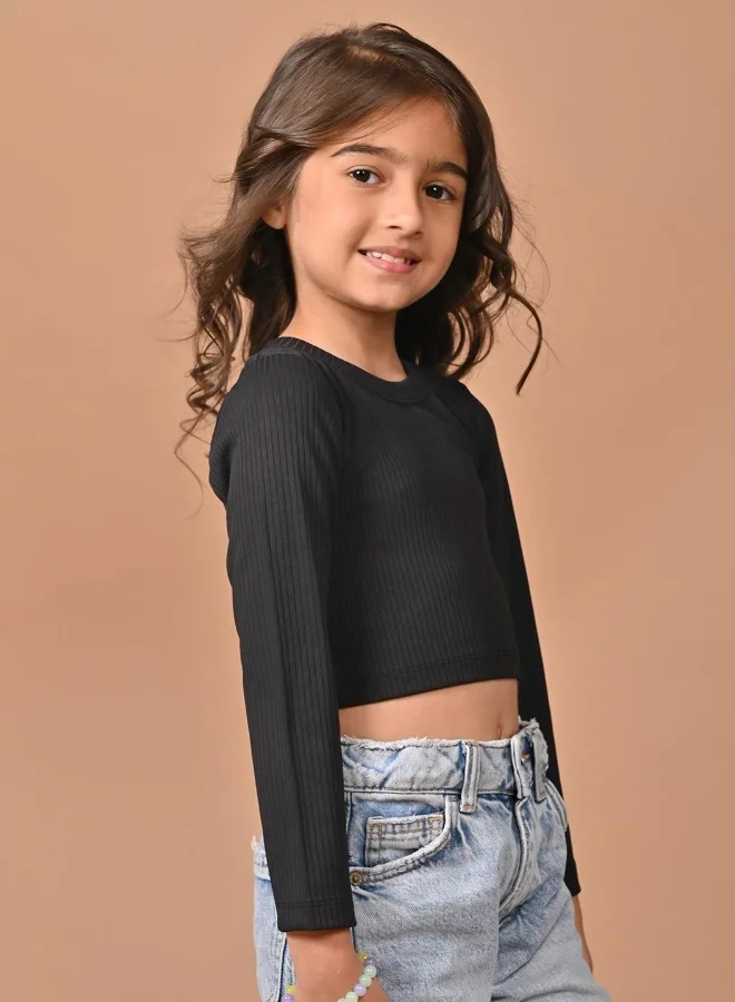 ليل بيكس Black Full Sleeve Top for Girls