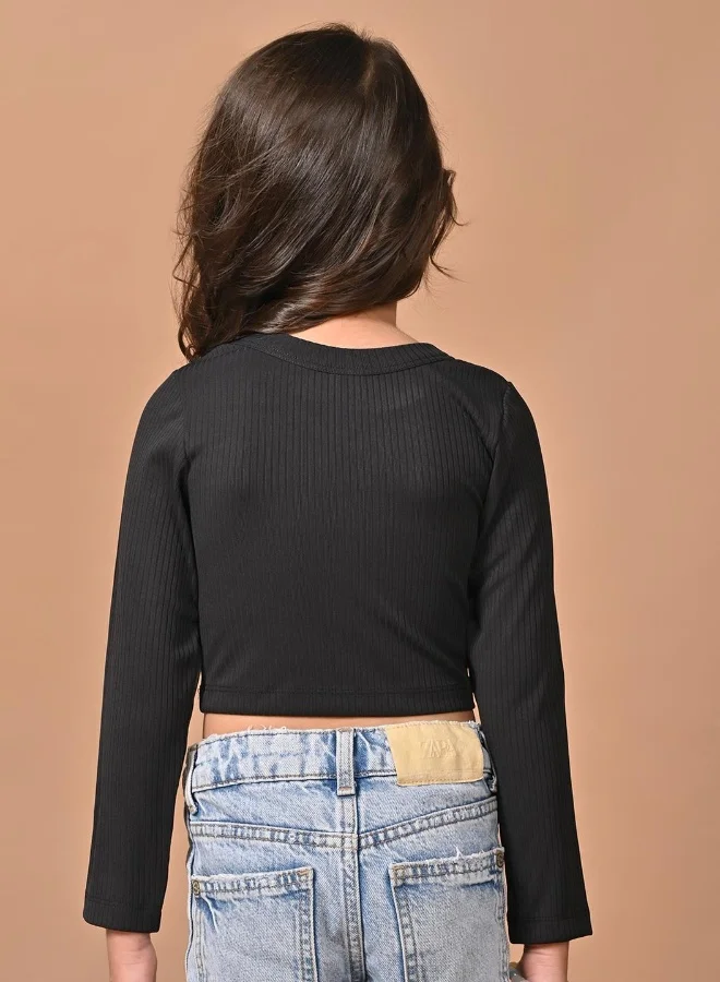 ليل بيكس Black Full Sleeve Top for Girls