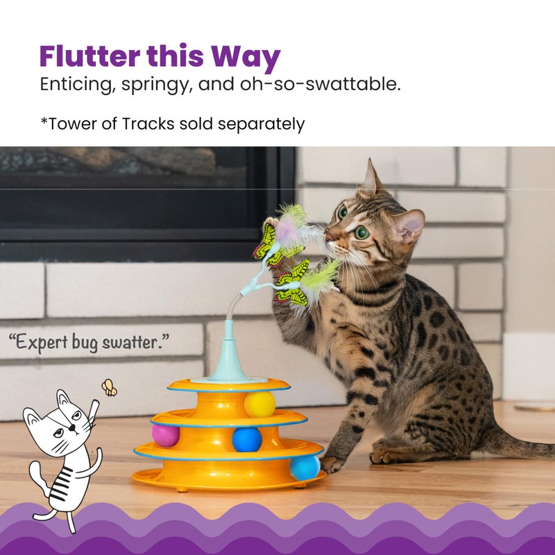 Catstages 2-in-1 Bouncy Flutter Bug Spring Cat Toy â€“ Interactive Standalone or Ball Track Add-On, Blue - Image 2