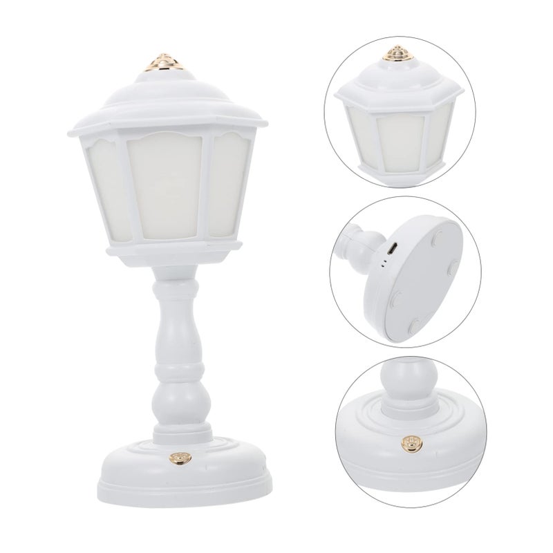 White Retro USB Charging Table Lamp Dimmable Night Light For Bedroom Vintage Decor - Image 5