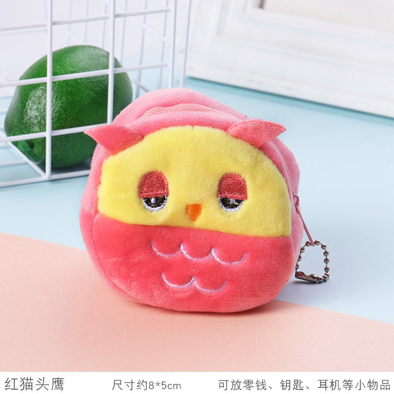 Cute Cartoon Plush Coin Purse for Girls Red Owl 
