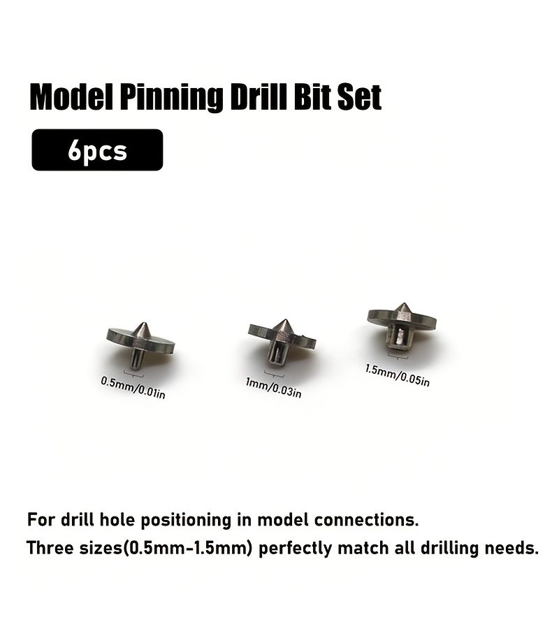 6 Pieces Model Pinning Alignment Tool Set Positioning Frame With Drill Bits For Marking And Matching Holes Precision Locator For Miniature Diorama Assembly Tabletop Rpg Model Crafts 0.5 1.0 1.5mm - Image 5