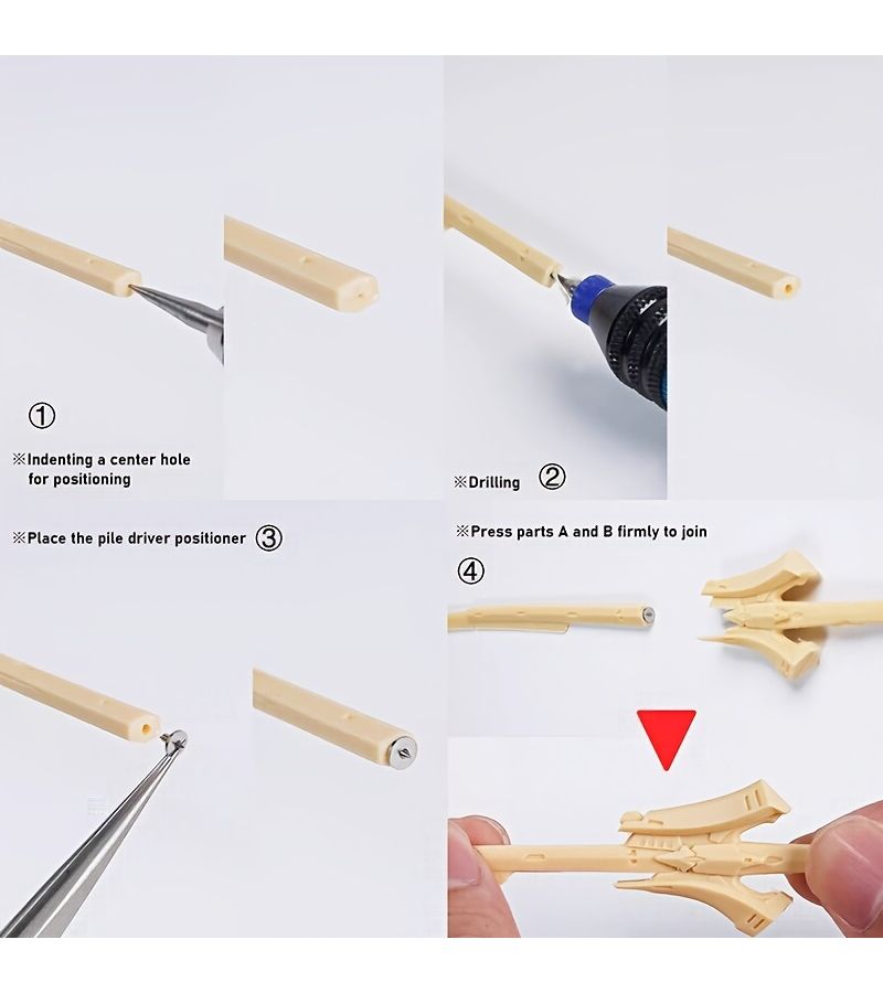 6 Pieces Model Pinning Alignment Tool Set Positioning Frame With Drill Bits For Marking And Matching Holes Precision Locator For Miniature Diorama Assembly Tabletop Rpg Model Crafts 0.5 1.0 1.5mm - Image 3