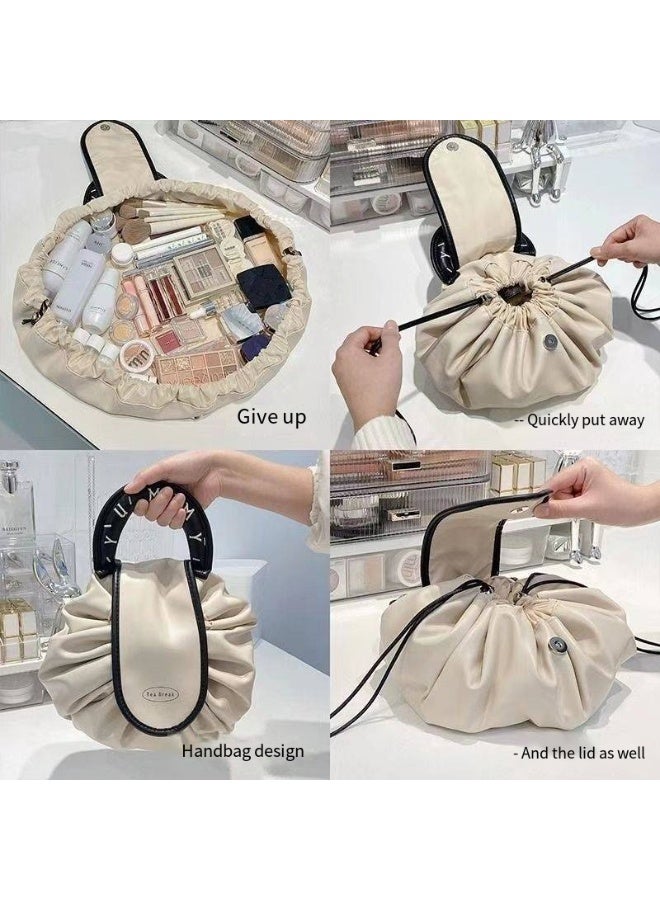 Lazy Drawstring Makeup Bag, Large Capacity Cosmetic Pouch, Portable Travel Toiletry Bag - Image 2