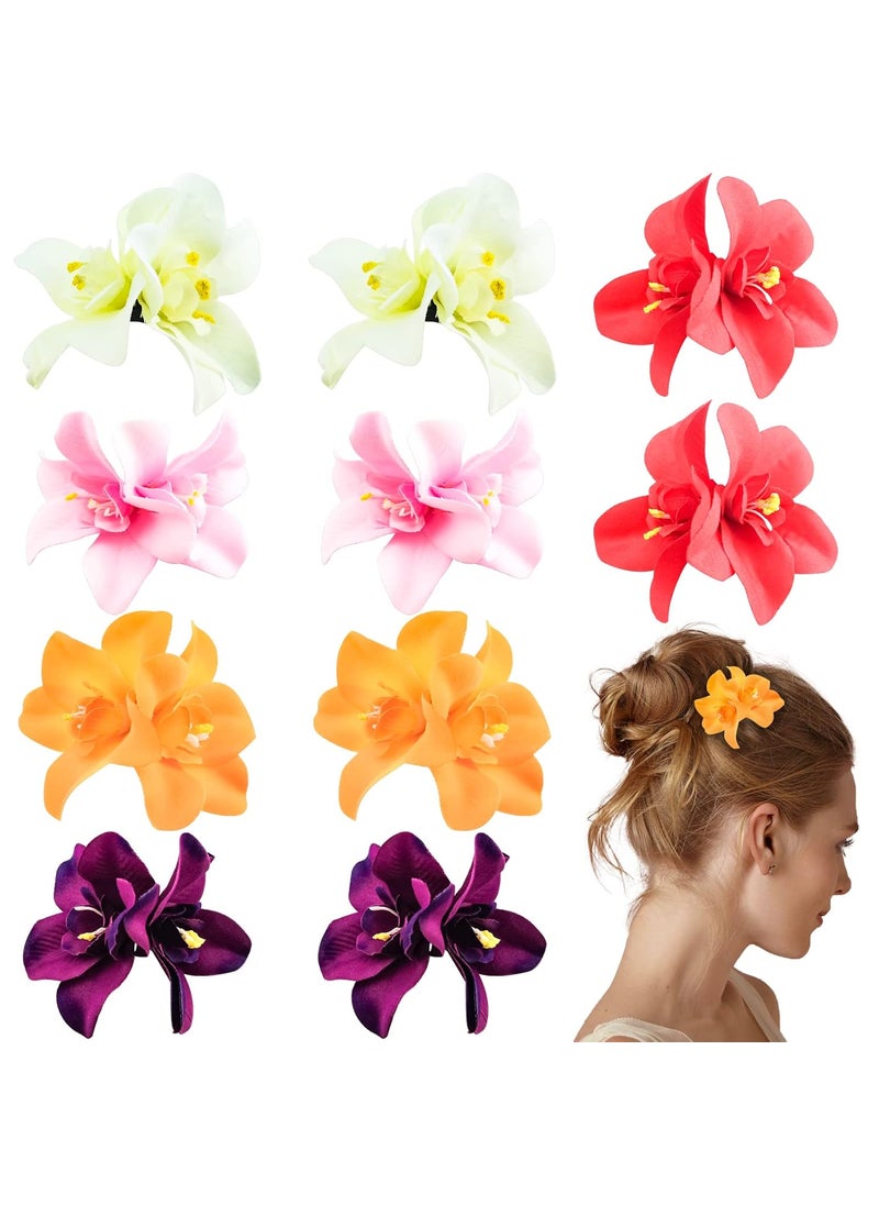 DonLeeving 10 PCS Bohemian Flower Hairpin Artificial Flower Hair Clip Hawaiian Hibiscus Plumeria Hairpin for Seaside Holiday Bridal Hair Accessories Bobby Pins Headwear for Woman Girl Lady 