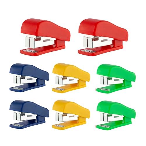 GWOZI Mini Staplers for Desk - Hand Held Small Staplers Set - Compact Office Stapler - Cute Tiny Desk Stapler, Opens Flat, 8 Pcs - Image 1